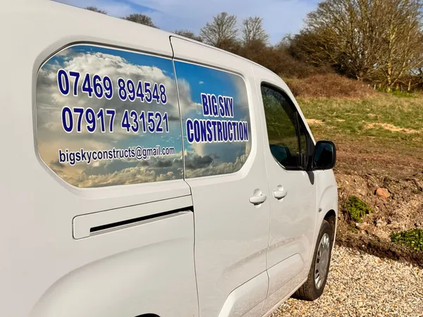 Big Sky Construction company van  -  construction services covering Wymondham, Norwich and all of Norfolk and Suffolk